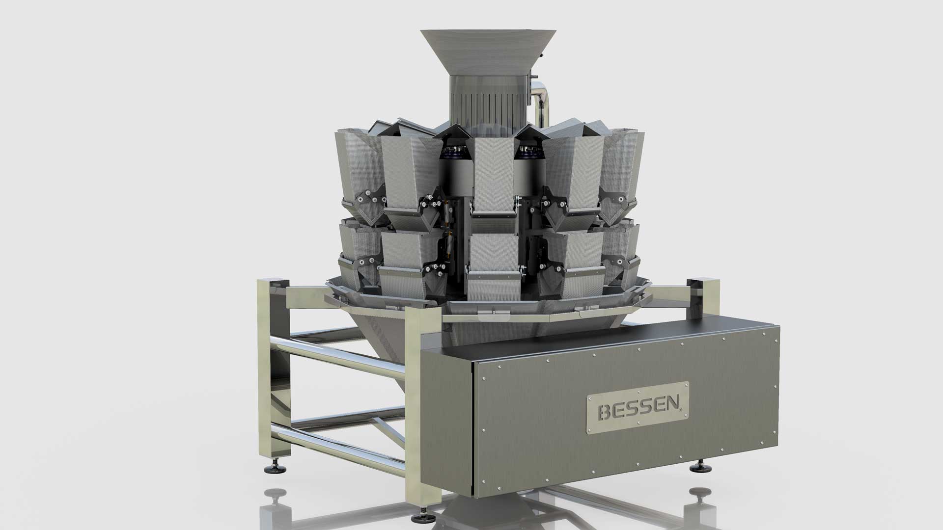 Combination scale by Bessen, featuring multiple weighing buckets and a user-friendly interface, designed for precise weighing and portioning of various products.